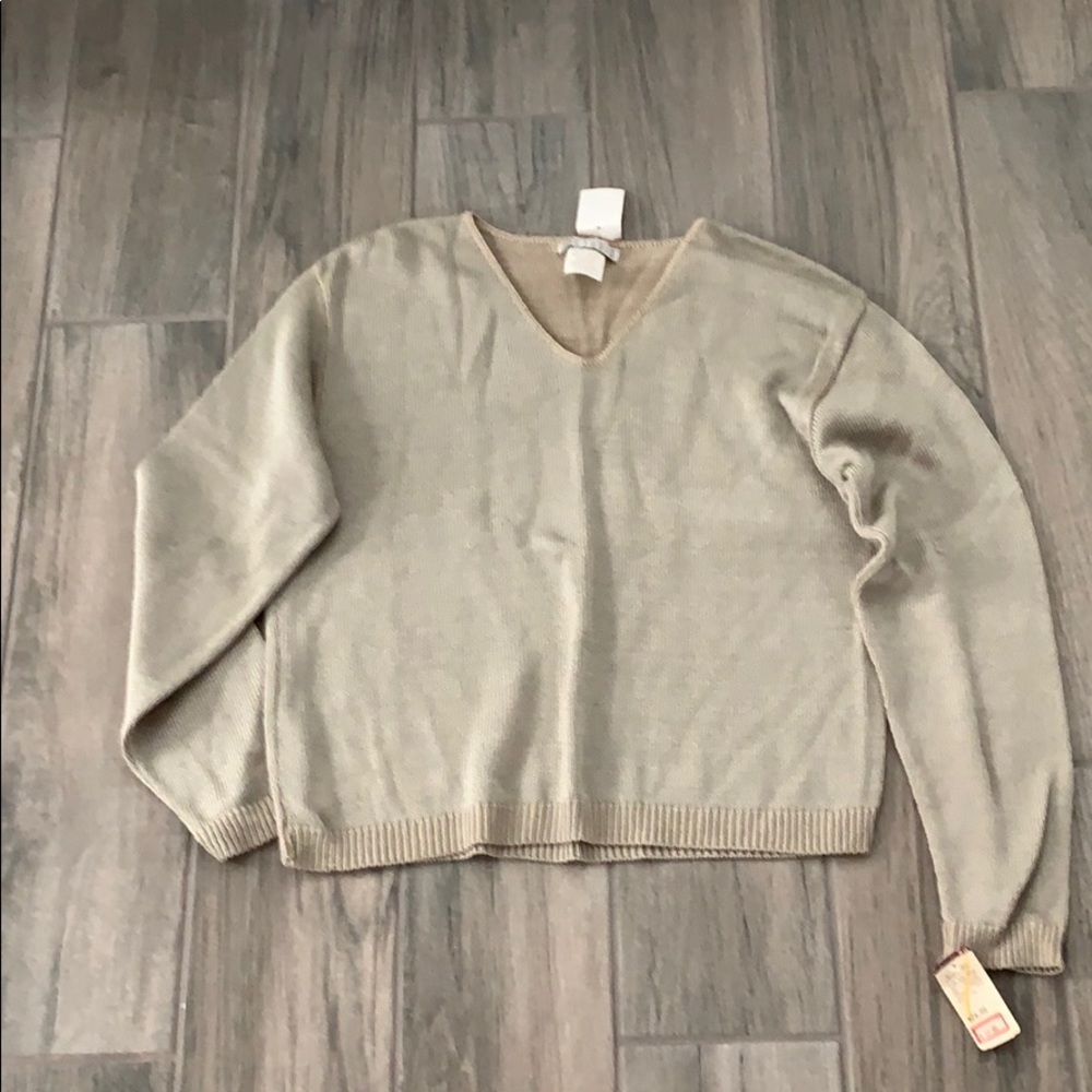 JM Studio tan v-neck sweater